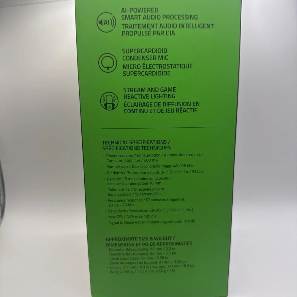Razer Seiren V3 Chroma 32‐Bit DSP RGB USB-C Microphone In White Nib Review Unit